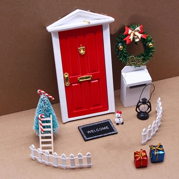 11pcs Mini Maja Võltsitud Pärg Puu Set Elf Ukse DIY Kaunistused Xmas Simulatsiooni Mudeli Kodu Festival Pool jõulukaunistused