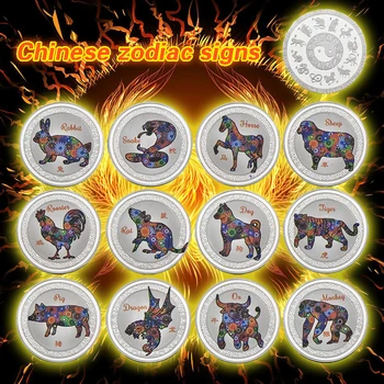 12 Kujunduse Aasta Rott 2022 Hõbe meenemündid Kollektsiooni Hiina Zodiac Metallist Väljakutse Mündi Uue Aasta Kingitus