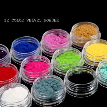 12 Värvi Velvet Nail Art Glitter Fuzzy Flokeerimisega Samet -, Talve -, Plüüš-DIY Küünte Kaunistused Pigment-Pulber UV Gel Decor Maniküür