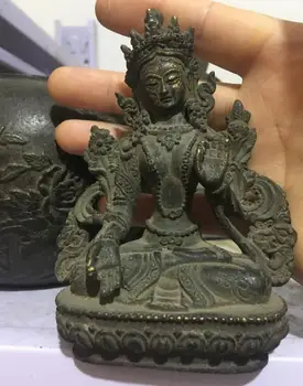 15.5 cm Tiibeti Budismi Pronksi, Vase 7 Silma Valge Tara GuanYin Bodhisattva Kuju