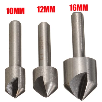 3tk 90 Kraadi Countersink Drill Bit Komplekt HSS Faasimiseks End Mill 10/12/16mm Terasest Raske Metal Milling Cutter
