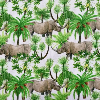 50x110cm Džungel Simulatsiooni Rhino puuvillane riie Segast Õmblemine Quilting diy särk riided laste käsitsi valmistatud lapitekk Materjal