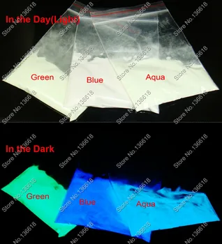 60gram(=3Colors) x Helendav Sinine ja Roheline&Aqua Värvi Kuma Pimedas Järelhelenduvaid Tolmu Pulber Pigment