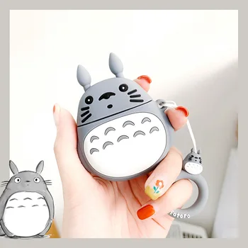 Armas Totoro Tüdrukud Catoon 3D Tõsi, Traadita Bluetooth-Peakomplekti Juhul Box TWS Kõrvaklapid Räni Kata Kott Apple AirPods 1 2