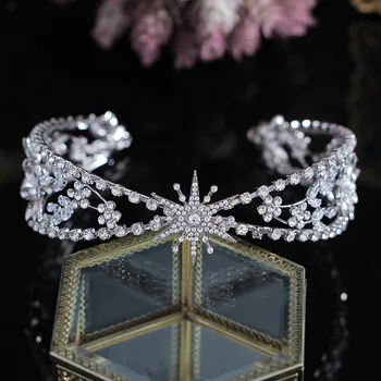 Barokk-Star Luksus Hairband Crystal Lumehelves Morsiamen Tiaras Crown Rhinestone Printsess Võistlused Diadem Pulmad Juuksed Tarvikud