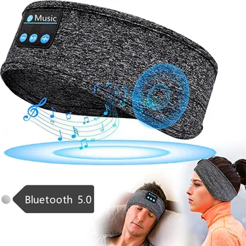 Bluetooth-5.0 Magab Kõrvaklapid Sport Töötab Pehme Peapael Elastne ja Mugav Juhtmeta Kõrvaklapid Muusika Eye Mask Magamiskabiin