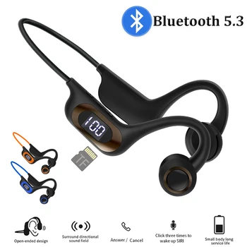 Bluetooth-5.3 Luu Juhtivus Kõrvaklapid Traadita Avatud Kõrva Sport Peakomplekt TF Muusika Mängija koos MIC/LED Aku Ekraan Joosta