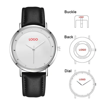 CL056 Täielik Must Brändi Oma Logo Custom Kellad Tõeline Nahast Rihm Enda Logod Meeste Vaata Originaalne Disain Reloj Personalizado
