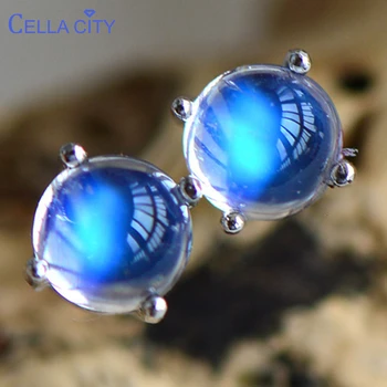 Cellacity Ring Sinine kuukivi Opaal Kõrvarõngad Naistele 925 Sterling Hõbe Ehted Armas Kõrvarõngad hulgi-kingitus