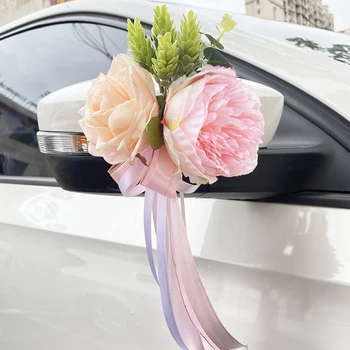 Custom Made Uusi Loomingulisi Pulm Auto Kaunistamiseks Flower Ukselingid Rearview Mirror Kaunistada Kunstlikku Lille Tarvikud