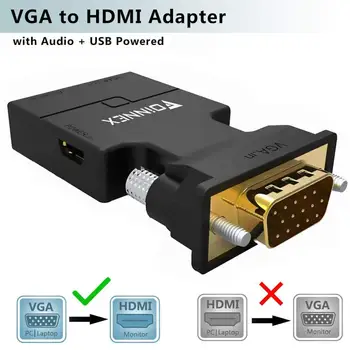 FOINNEX VGA to HDMI Adapter Converter with Audio,(PC VGA Allikas Väljund TV/Monitor HDMI-Liides)