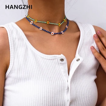 HangZhi 2020. aasta Uus 7tk/set Boho Värvikas Vaik Seemned Helmed Kaelakeed Clavicle Choker Ääred Naiste Poole Ehted Fashion