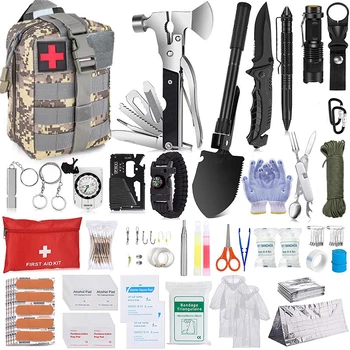 Hädaabi Komplekt Trauma Kott Väljas Multifunktsionaalne Camping Gear Survival Kit First Aid Kit SOS Kõrbes Avarii Nuga Komplekt