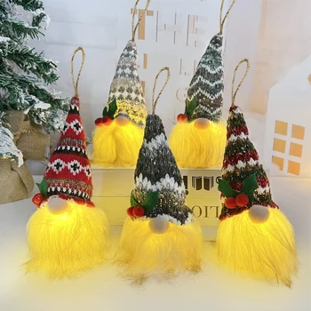 Häid Jõule Helendav Näota Nukk Gnomes Ornament koos Led Night Light Christmas Tree Ripats Uus Aasta Teenetemärgi Xmas Kingitus
