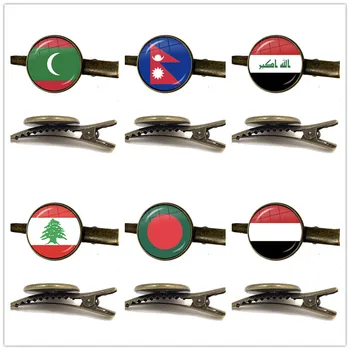 Iraak,Jeemen,Nepal,Bangladesh,Maldiivid,Liibanon Riigi Lipu Antiik Pronks 16mm Klaas kivi ümber lipsuklambriga Tarvikud Särk