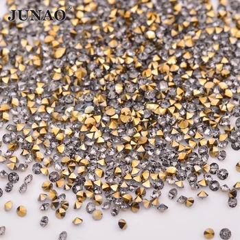 JUNAO 1.2 mm Mini Gold Klaas Rhinestone Glitter Micro prügikasti raputas Väike Teemant Kristall Kivi Pixie Nail Art Teenetemärgi DIY Crafts