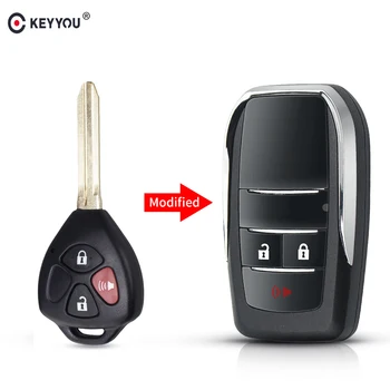 KEYYOU 3 Nööpi Asendamine Muudetud Kokkuklapitavad Remote Auto Key Shell Puhul Toyota Scion Corolla RAV4 Camry Avlon Lihvimata Tera