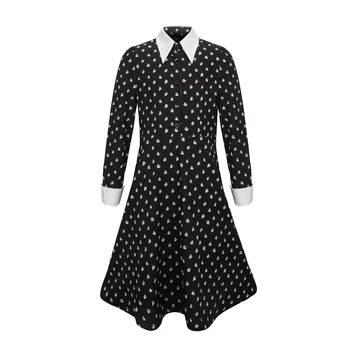 Kolmapäev Tüdrukute Kleit Lapsed Vintage Must Gooti Ühes Tükis Kleidid kolmapäev Addams Cosplay Varustus