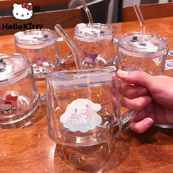 Koomiks Anime Sanrio Klaas Õled Tass Kaanega Meloodia, Kuromi Cinnamoroll Lapsed Piima Tassi Vett Tassi Tüdrukud Kohvi Hommikusöök Cup