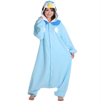 Koomiks Anime Sinine Pingviin Cosplay Kapuutsiga Pidžaama Topp Täiskasvanud Naiste Unisex Fliis Onesies Osaline Kostüüm Halloween