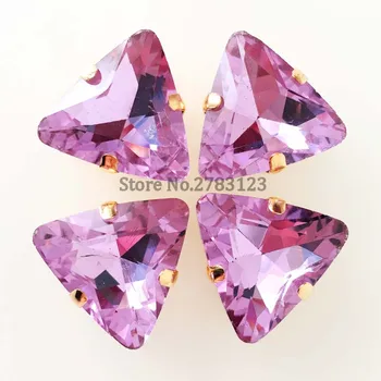 Kuld alt Crystal violet Kolmnurga kuju flatback õmble kive Crystal glass materjali,diy/Rõivad aksessuaarid 18mm 20