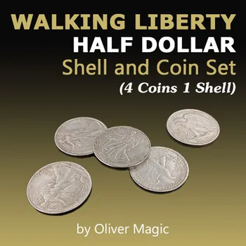Kõnnib Vabaduse Poole Dollari Kest ja Mündi Komplekt (4 Mündid 1 Shell) Oliver Magic lähedalt Mustkunsti Trikk, Illusioon Mündi Magia