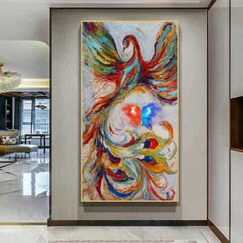 Loomade Värvikas Phoenix Lõuend Kunsti Plakatid Ja Pildid Seina Art Pilte Elutuba Home Decor Lind Paabulind Lõuendile Maali