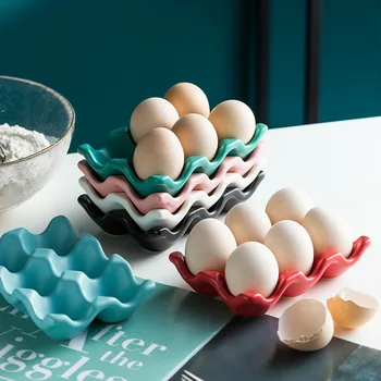Loominguline Keraamiline Muna Ladustamiseks Salve (Solid Color Kuus Grid Muna Grid Leibkonna Kandiline Muna Keraamilised Hammas Lauanõud Kitchensupplies