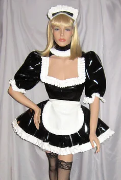 Lukustatav Õeke Kleit PVC Neiu Cosplay Must Ruut Kaela Põll Kostüüm Pool Kleit Custom Täiskasvanud Glamuuri Halloween Kostüüm