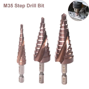 M35 5% Koobaltit Step Drill Bit 3-12 4-22 6-24 HSS-CO kiire Terasest Koonuse Metallist Drill Bit Vahend Auk Lõikur Roostevabast Terasest