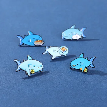 Mere Loomade Emailiga Pin-Custom Hulgi-Taimsed Candy Blue Shark Sõle Rinnamikrofon Pääsme Cartoon Ehted Kingitus Lastele Tilk Laevandus