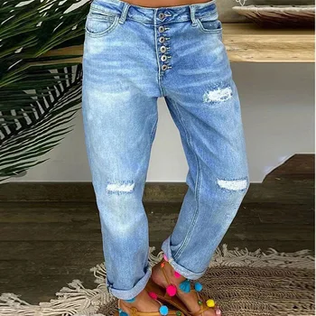 Mood Vabaaja Streetwear Püksid Naistele Ripitud Auk Naiste Püksid Tüdrukutele Põhjad Daami Denim Jeans Püksid
