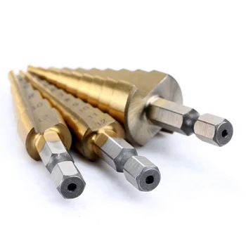 Multifunktsionaalne 3tk HSS Meetriline Titaan Metall Hex-Step Drill Bit Set 3-12mm 4-12mm 4-20mm Puidutööstuse Puidu Metalli Puurimise Tööriist