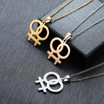 Naine Sümbol Kaelakeed Naistele Kolm Värvi, Roostevabast Terasest Lesbi Ripats Vabaaja LGBT Ehted