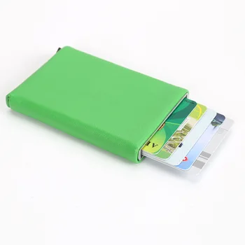Naiste Automaatne Pop-up Pank Credit Card Hoidja Puhul, Nahast Kate Unisex Alumiiniumist Rahakott Kaardi (RFID Slim Valdaja Roheline