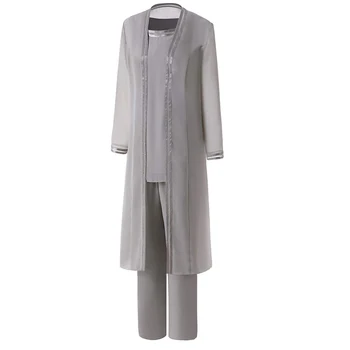 Naiste Sifonki Ema Pruudi Kleit 2020 Püksid, Ülikonnad, Pluss Suurus 3 Tükki jakk komplekt Pikkade varrukatega eest pulmas peigmees