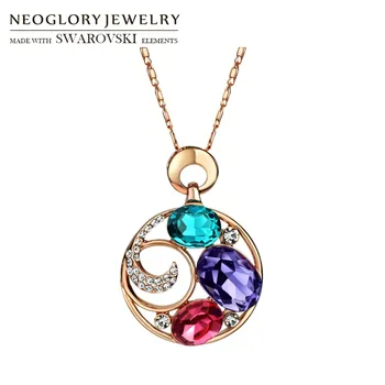 Neoglory Rhinestone & Crystal Pikk Ripats Kaelakee Värvikas Geomeetriline Elegantne Disain Kaunistatud Swarovski Kristallid