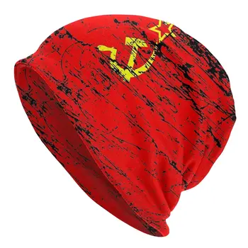 Nõukogude Liit NSVL Venemaa Lipu Skullies Beanies Kommunistliku Sotsialistliku Mütsid Fashion Street Meeste Mütsid Termilise Elastne Mütsi Kududa Müts