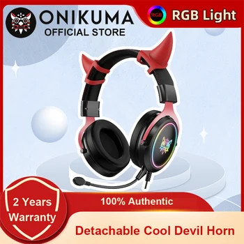 ONIKUMA X10 Juhtmega Peakomplekt, millel Eemaldatav Sarved ja HD Mikrofon Dünaamiline RBG Kerge, Mugav Gaming Kõrvaklapid, PC Gamer