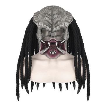 Predator Mask Polüester Kudumine Punutised Kohutav Koletis Lateks Peakatted Halloween Kostüüm Pool Cosplay Prop