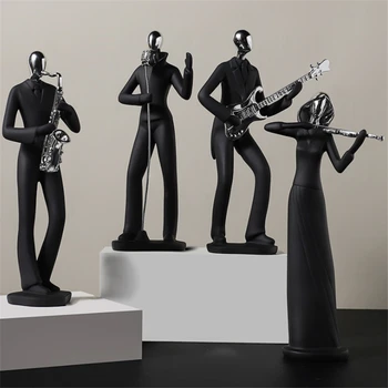 Põhjamaise Minimalistliku Klaver Saksofon Muusik Kuju Kaunistused Home Decor Must Statuette Vaik Kääbus Kujukeste Desktop Decor