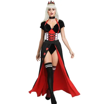 Queen of Hearts Kostüüm Halloween Naiste Punane Kuninganna Iracebeth Alice in Wonderland Cosplay Kostüüm