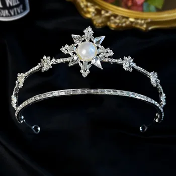 Retro Luksus Rhinestone Tiaras ja Kroonid Suur Pärlid Peapaelad Naiste jaoks Tüdrukud Headpiece Pruudi Pulmas Juuksed Ehted Tarvikud