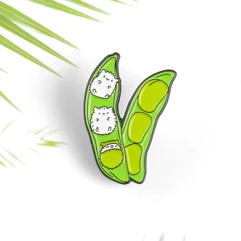 Roheline Hernes pod emailiga pin-Armas väike kass sõle Lai bean last Rinnamikrofon pin badge Multikas loomade Riided, kott, ehted kingitus lastele