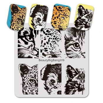 Ruut Küünte Stantsimine Mall Kass Tiiger Leopard Silma, Maniküür Küünte Art Pildi Plaat Nail Art Print Šabloon Nail Art Vahendid