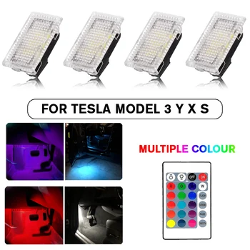 Sest Tesla RGB LED Tuled, Pirnid Kit Atmosfääri Projektori Lamp Pagasiruumi Lamp, Millel on puldiga Auto Interjöör Tesla Model Y 3 X S