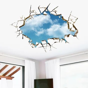 Sinine Taevas Pilved purunenud Seina Kleebis jaoks elutuba, Magamistuba lagede Eemaldatav Materjal Vinüül Tapeet Plakatid