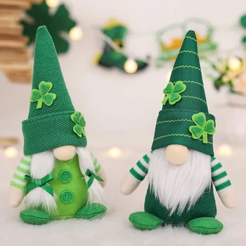 St. Patrick ' s Day Gnome Roheline Müts Mannekeeni -, Plüüš-Elf-Dekoratsioonid, Käsitsi koos kaelapaela kinnitamine Iiri Leprechaun Pool Decor Lastele Kingitus
