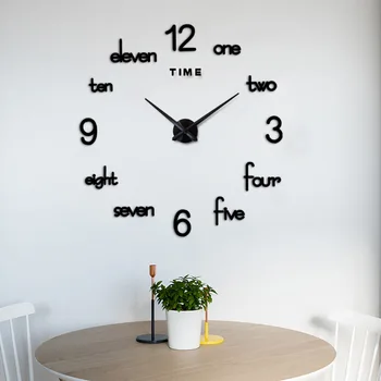 Suured 3D Digital Wall Clock reloj de viilutatud DIY Akrüül Peegel Kleebised Vaikne Kellad eest elutuba Home Decor Kaasaegne Disain