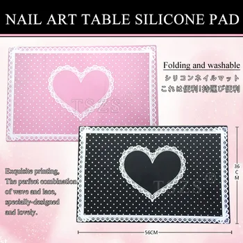 TSZS 1tk/palju Moe-roosa-must Pestav kokkuklapitavad Jaapani Pits südame Maniküüri-tools nail art Tabel Mati Armas Desk Pad